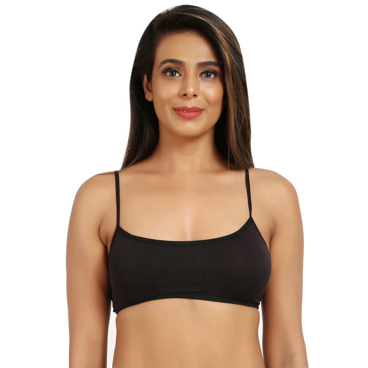 Bruchi club Women Lightly Padded sports Bra with 3/4th coverage-Black color