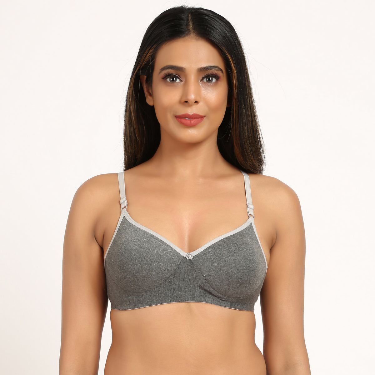 Bruchi Club Women T-Shirt Lightly Padded 3/4 coverage Bra-Grey color