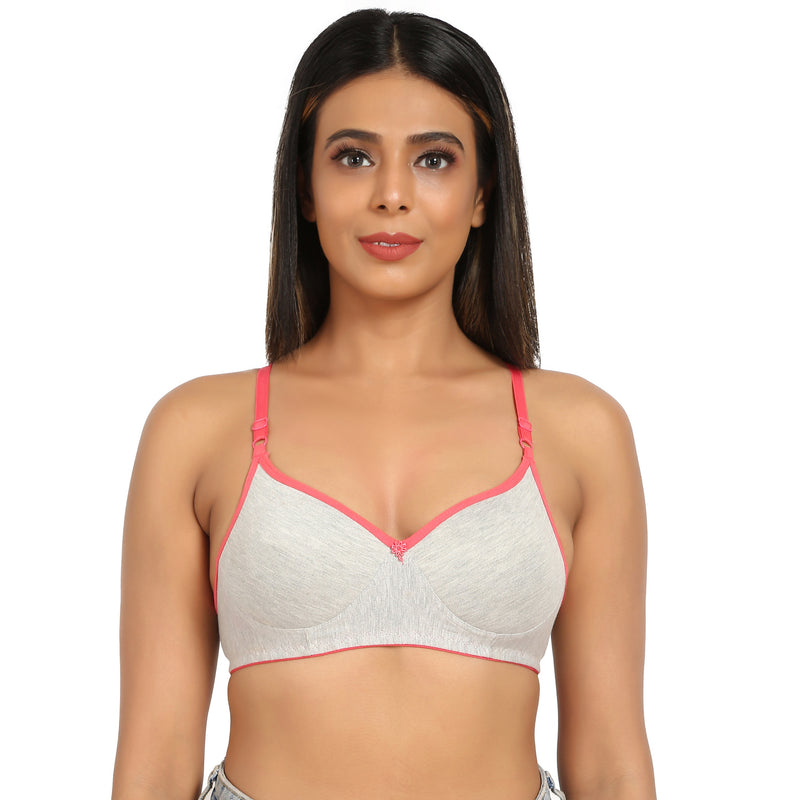 Bruchi club Women Lightly Padded Bra with 3/4th coverage-Light grey