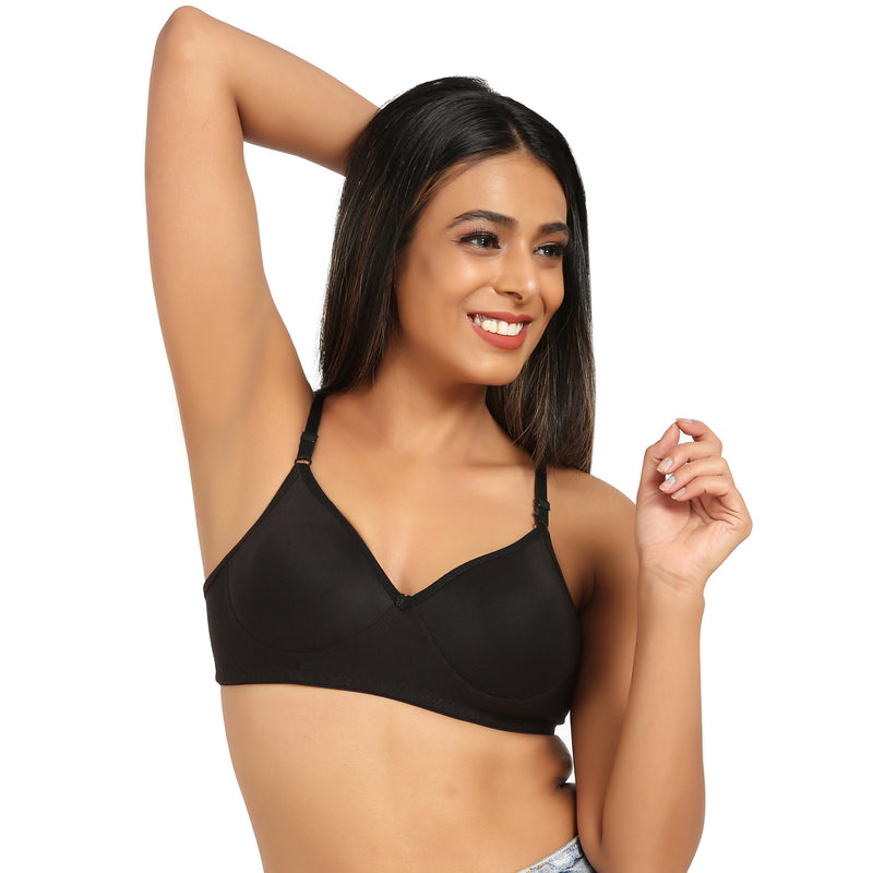 Bruchi club Everyday T-Shirt Lightly Padded Bra 3/4th coverage bra-Black color