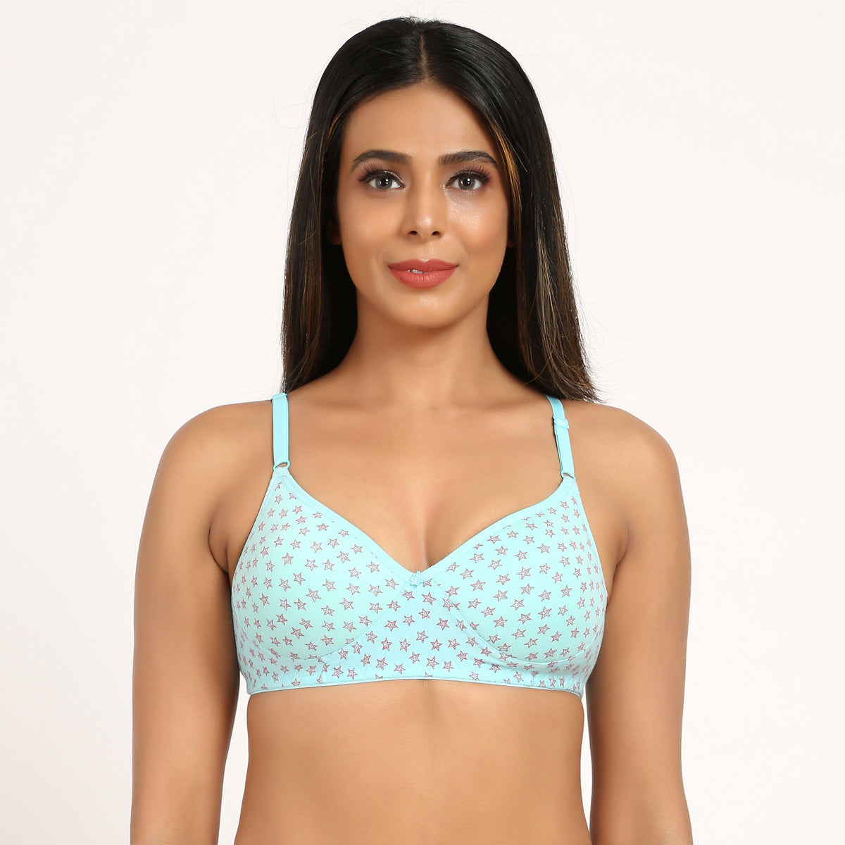 Bruchi Club Women T-Shirt Lightly Padded 3/4 coverage Bra in light blue color