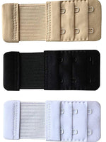Pack of 3 Beige/Black/White Bra Hook Extenders