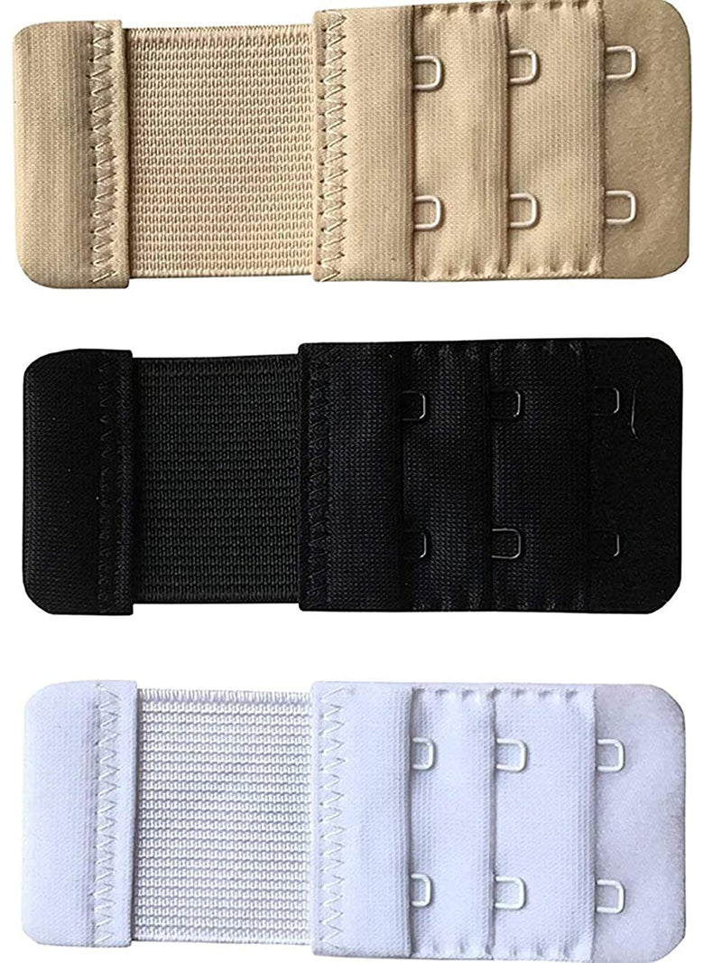 Pack of 3 Beige/Black/White Bra Hook Extenders