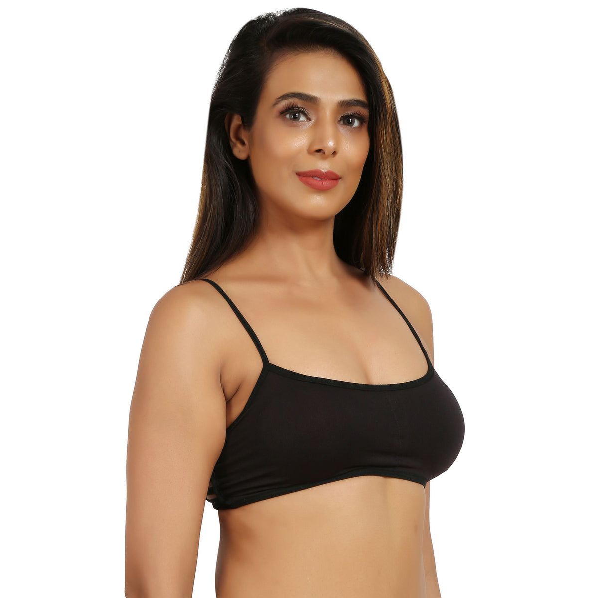 Bruchi club Women Lightly Padded sports Bra with 3/4th coverage-Black color