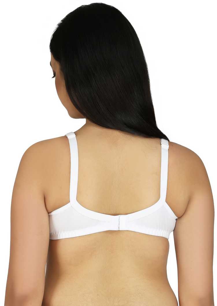 Women Daily use Non Padded and Non Wired White Cotton Bra (Pack of 3) Size 32 to 40