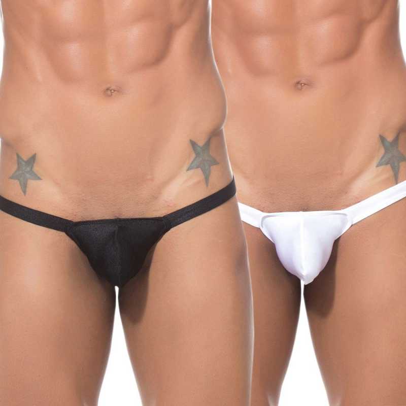 Bruchi ClubNaughty Cuts Mens Thong Brief Black & White Combo