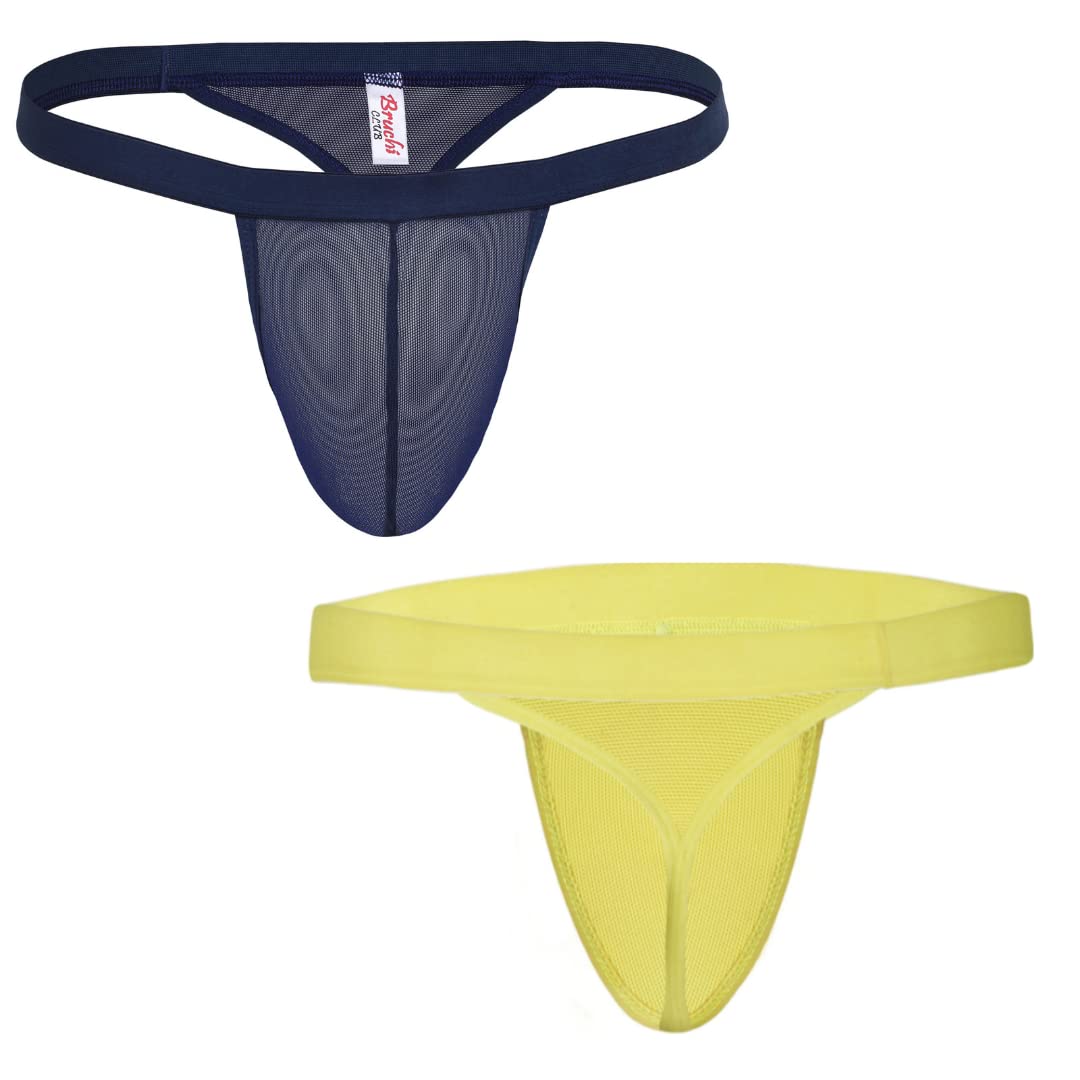 Bruchi Club See Through Black And Daisy Yellow Mens Thong Combo