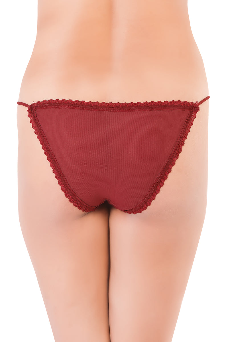 Bruchi Club Women's Low Rise Sleek String Wine Red Bikini Panty