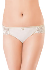 Women's Low Waist Nylon Nude Hipster Panty with Lace Wings