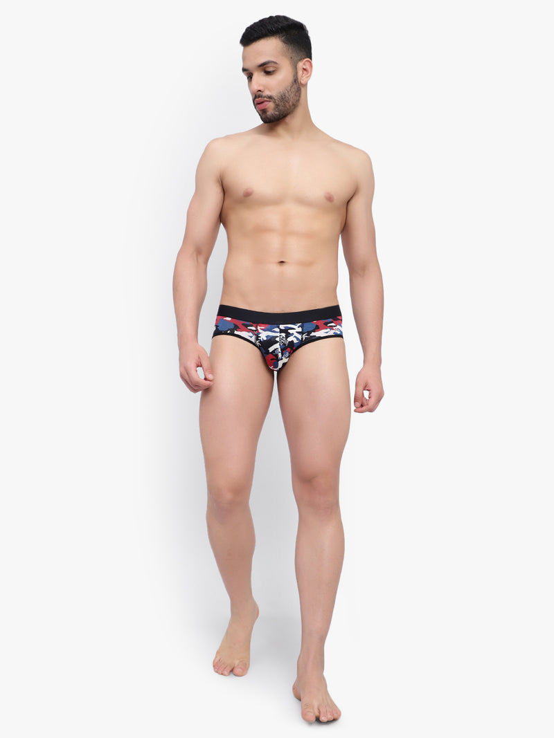 Men's Blue Black camouflage Anti-Bacterial Micro Modal Briefs