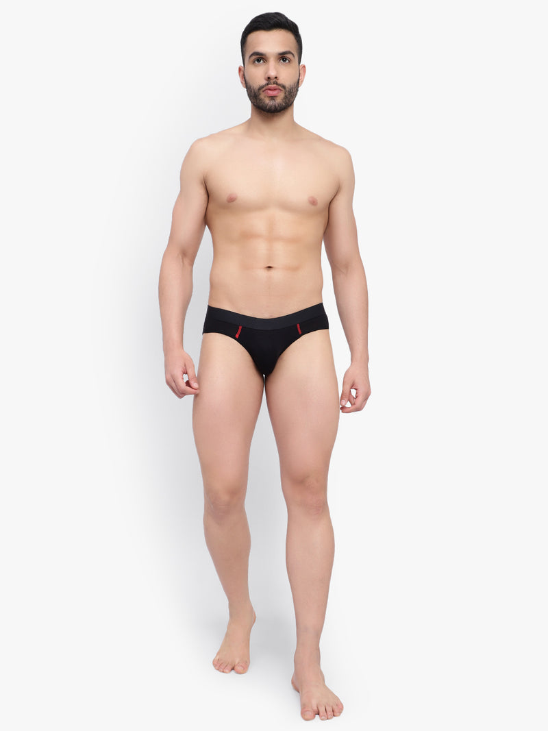 Men's Anti-Bacterial Red Black Bamboo Briefs