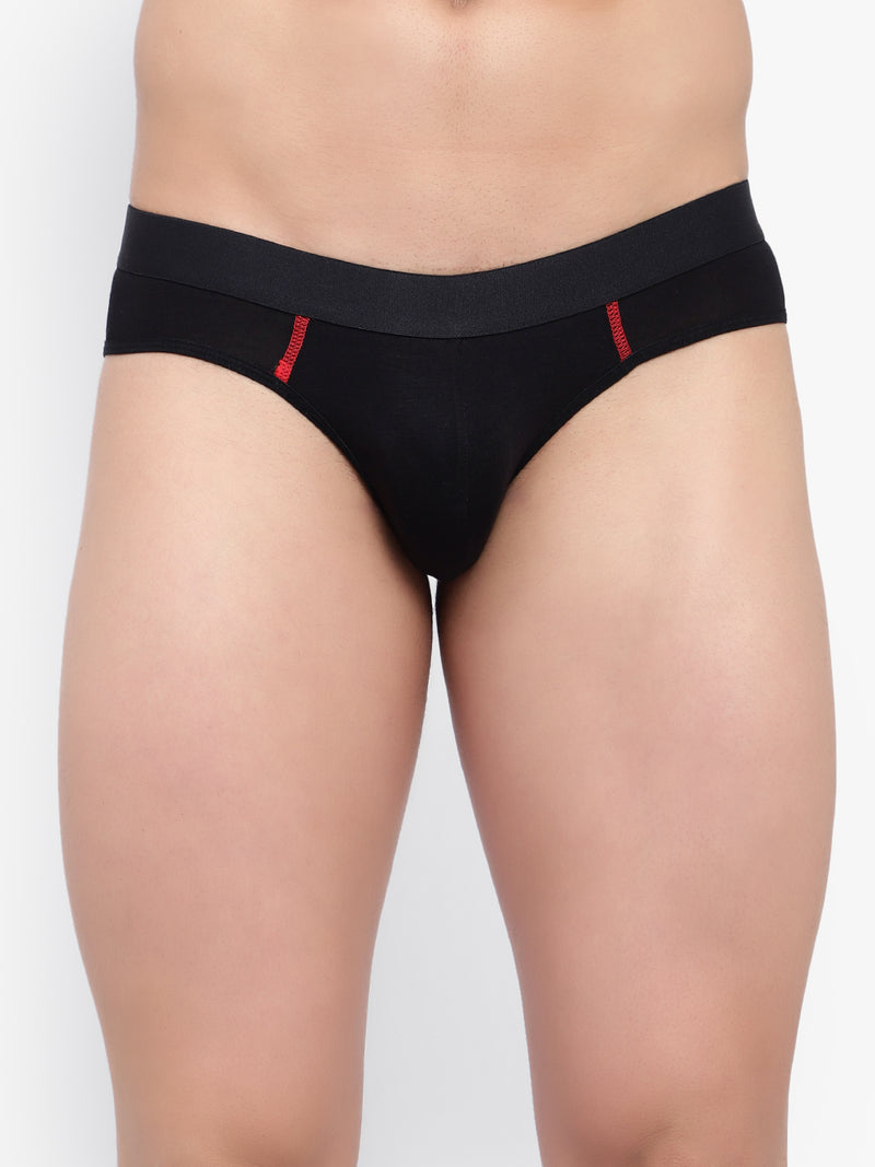 Men's Anti-Bacterial Red Black Bamboo Briefs