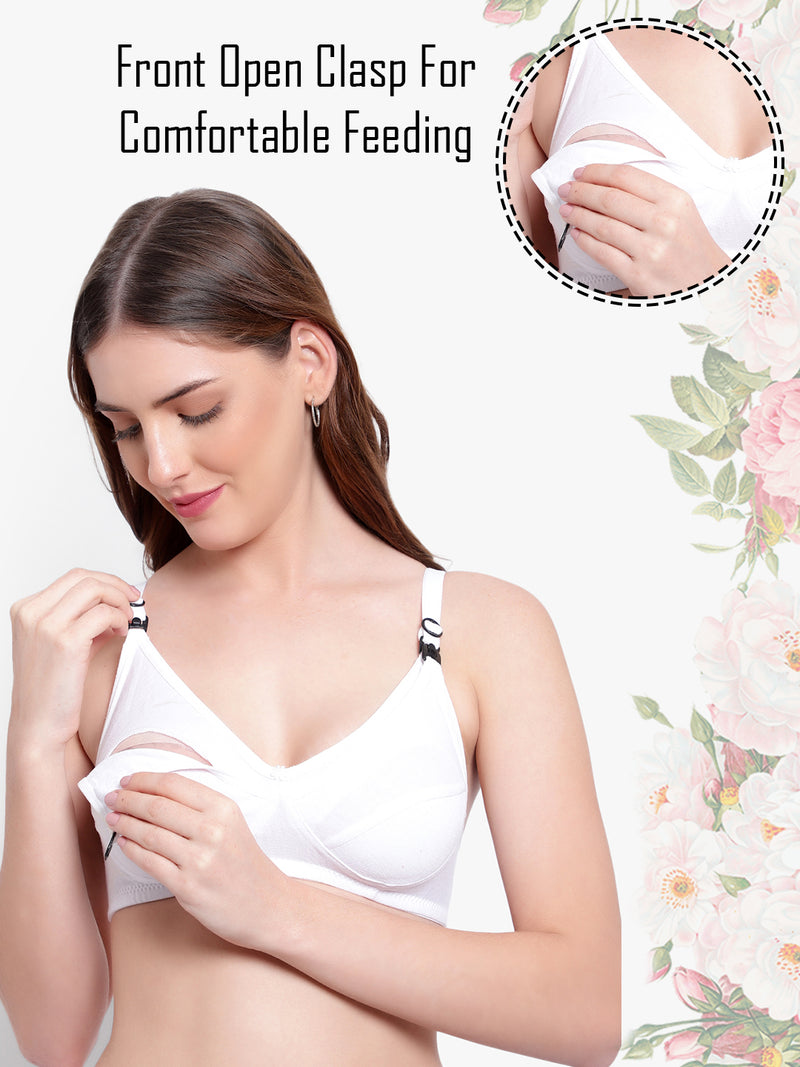 Bruchi Club maternity feeding bra-non padded,non wired-White color