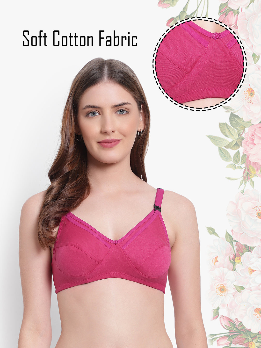 Bruchi club mother care Cotton Maternity Bra-non padded nor wired-Dark Pink color
