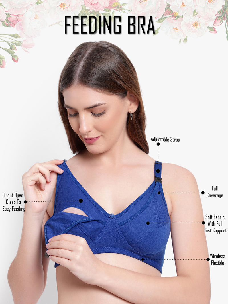 Bruchi club Nursing bra non padded feeding bra-blue color