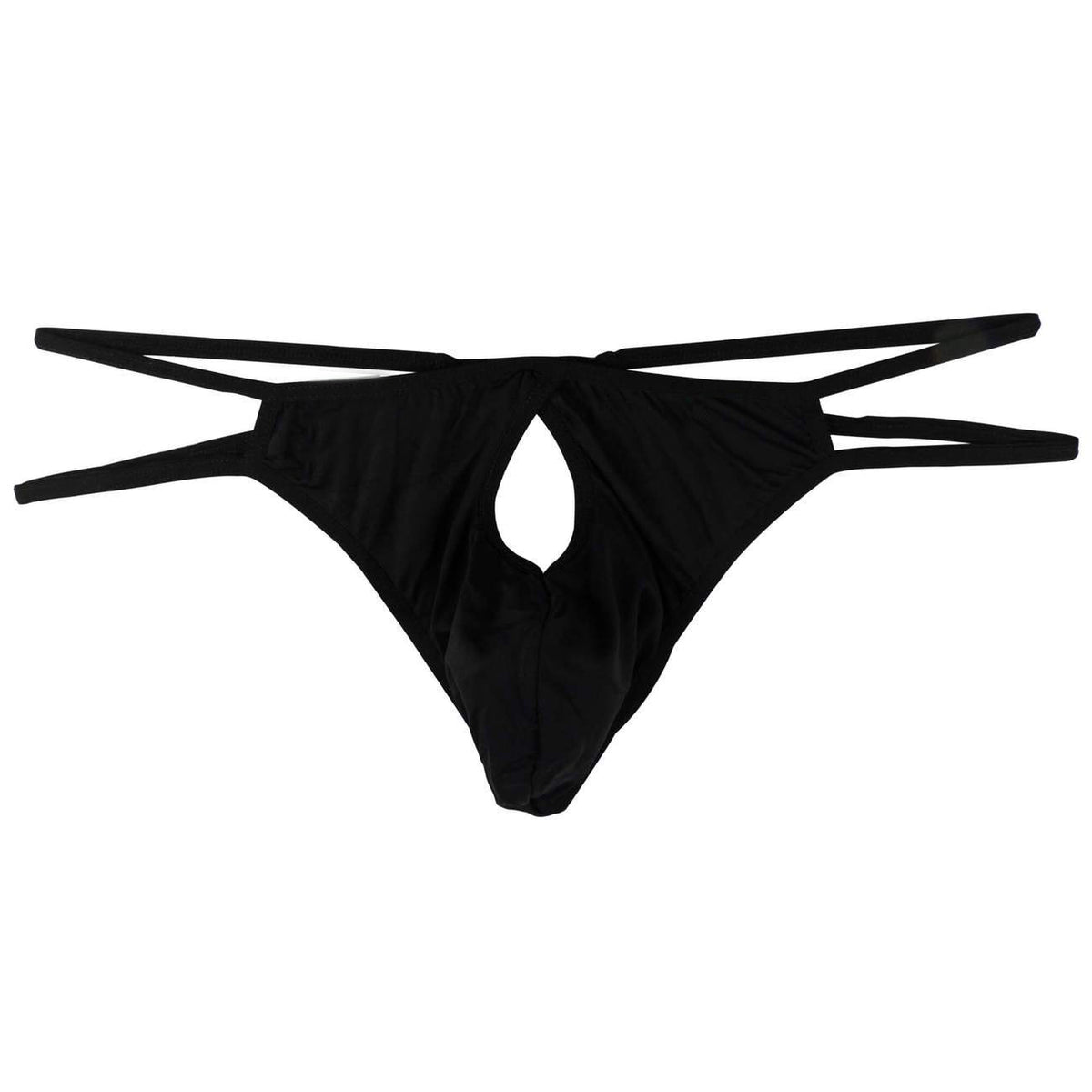 BRUCHI CLUB New Mens Black Brief Thong Front Open Hole Notch