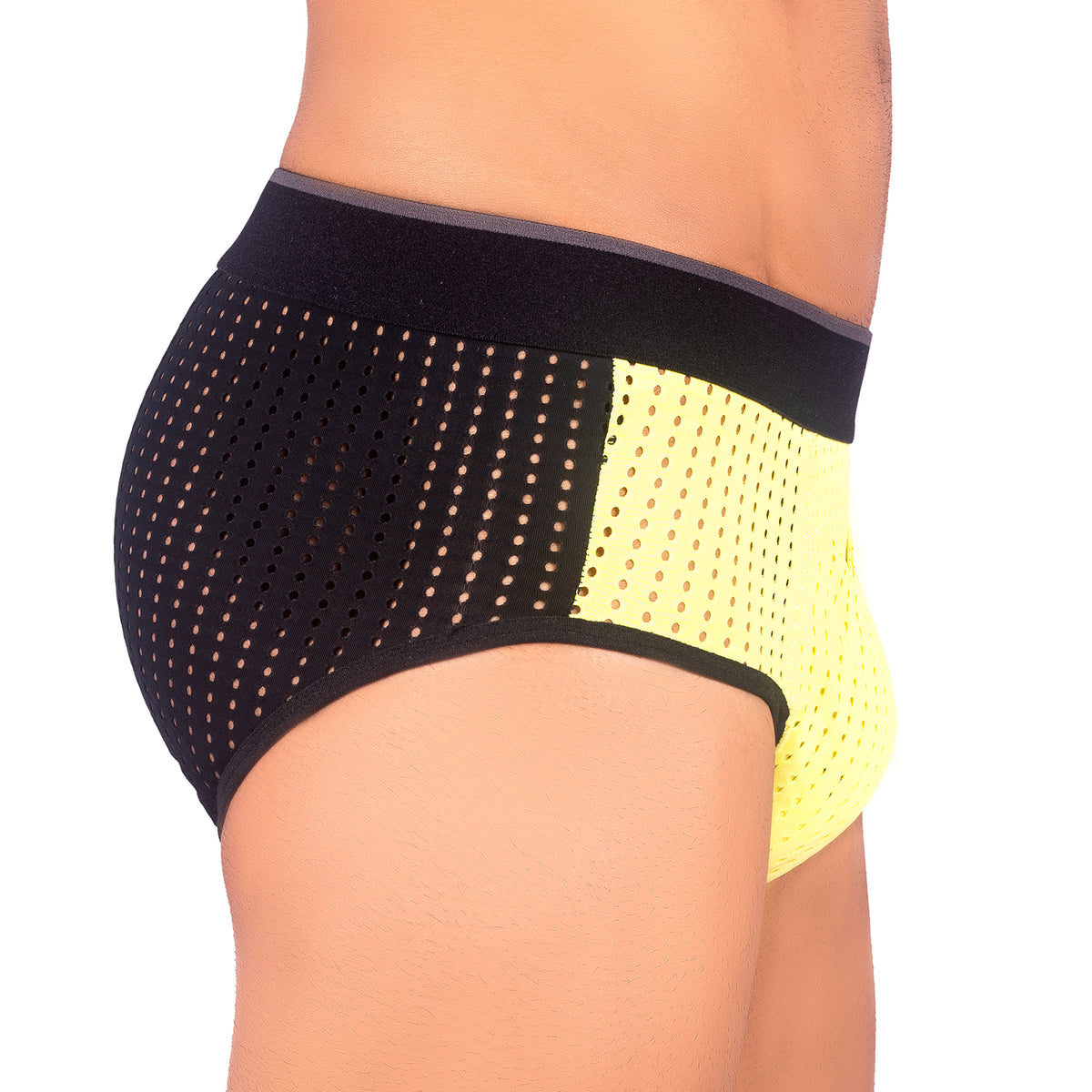 Bruchi Club Ice silk  Mesh Hole Color Block Men Briefs