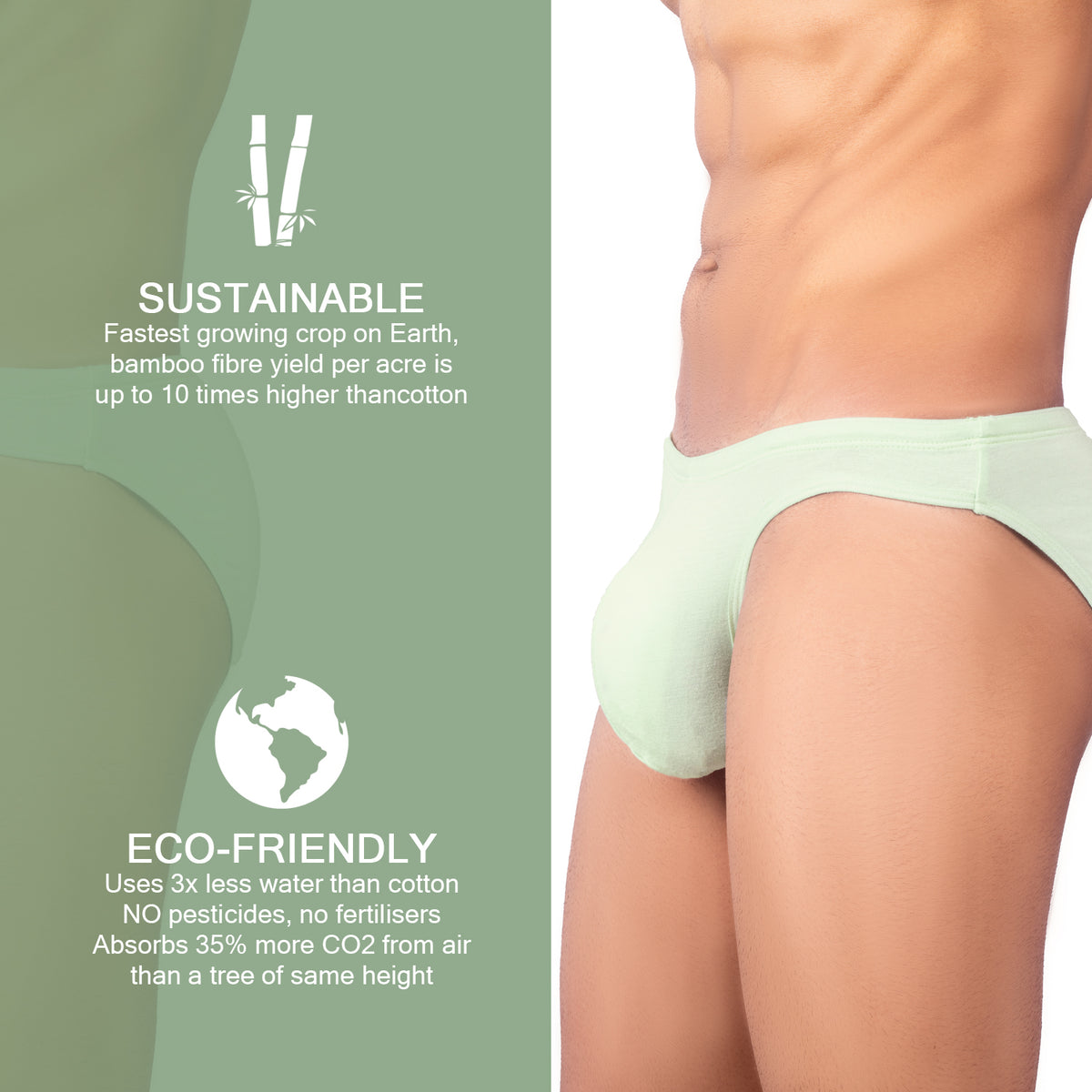 Bruchi Club Antibacterial Bamboo Sea Green Briefs for Men