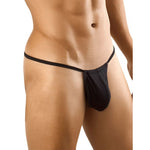 Men's Cotton Spandex G String Pouch Black Underwear